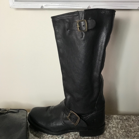 Frye Shoes - Frye Motorcycle black boots EUC